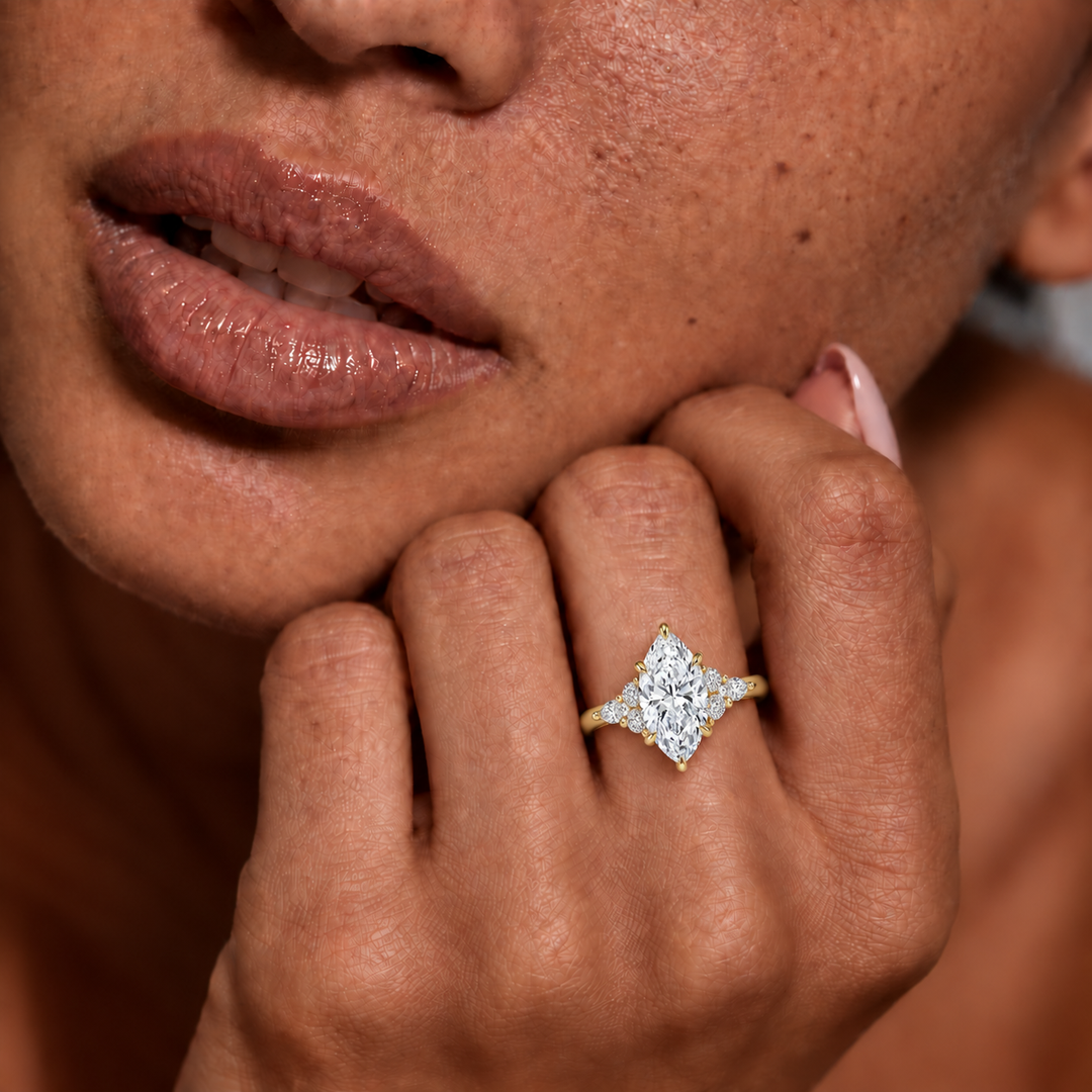 Accents Triology Engagement Ring in Yellow Gold
