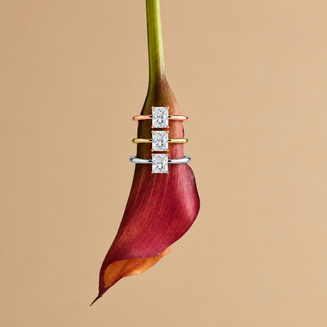 Hidden Petal Solitaire Ring in Silver