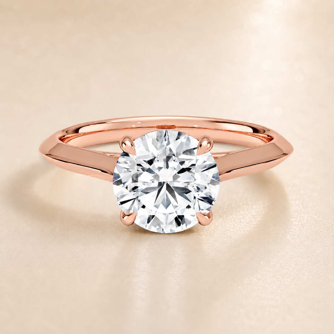 Knife Edge Solitaire Ring in Rose Gold