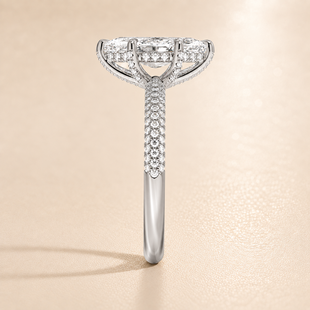Micro Pave band Solitaire Ring in Silver