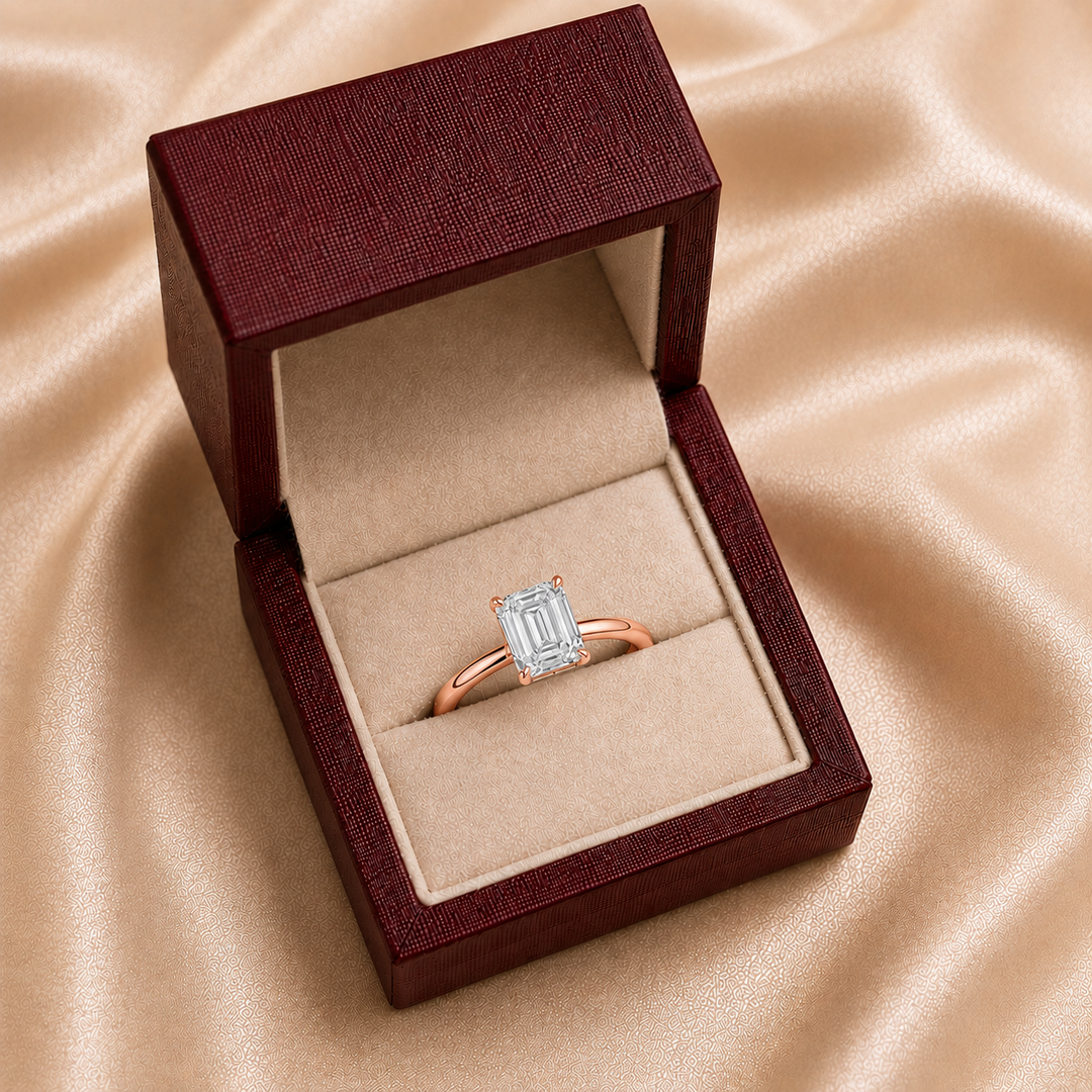 Hidden Halo Solitaire Diamond Ring in Rose Gold