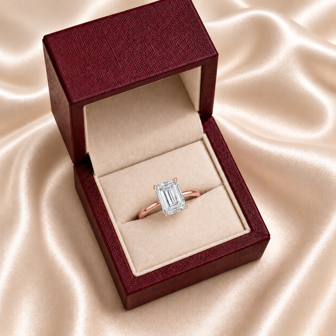Hidden Halo Solitaire Diamond Ring in Rose Gold