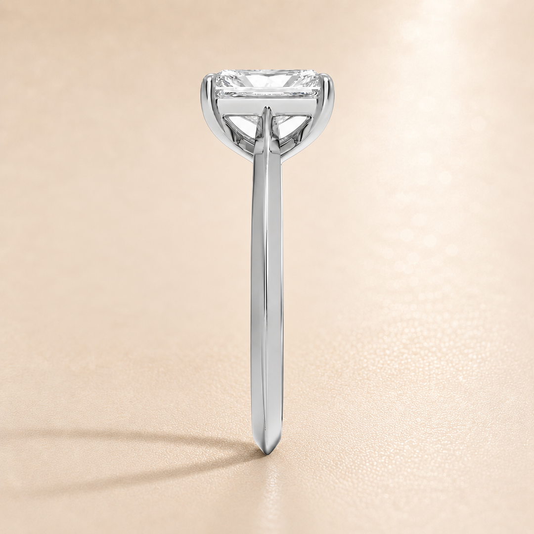 Knife Edge Solitaire Ring in White Gold