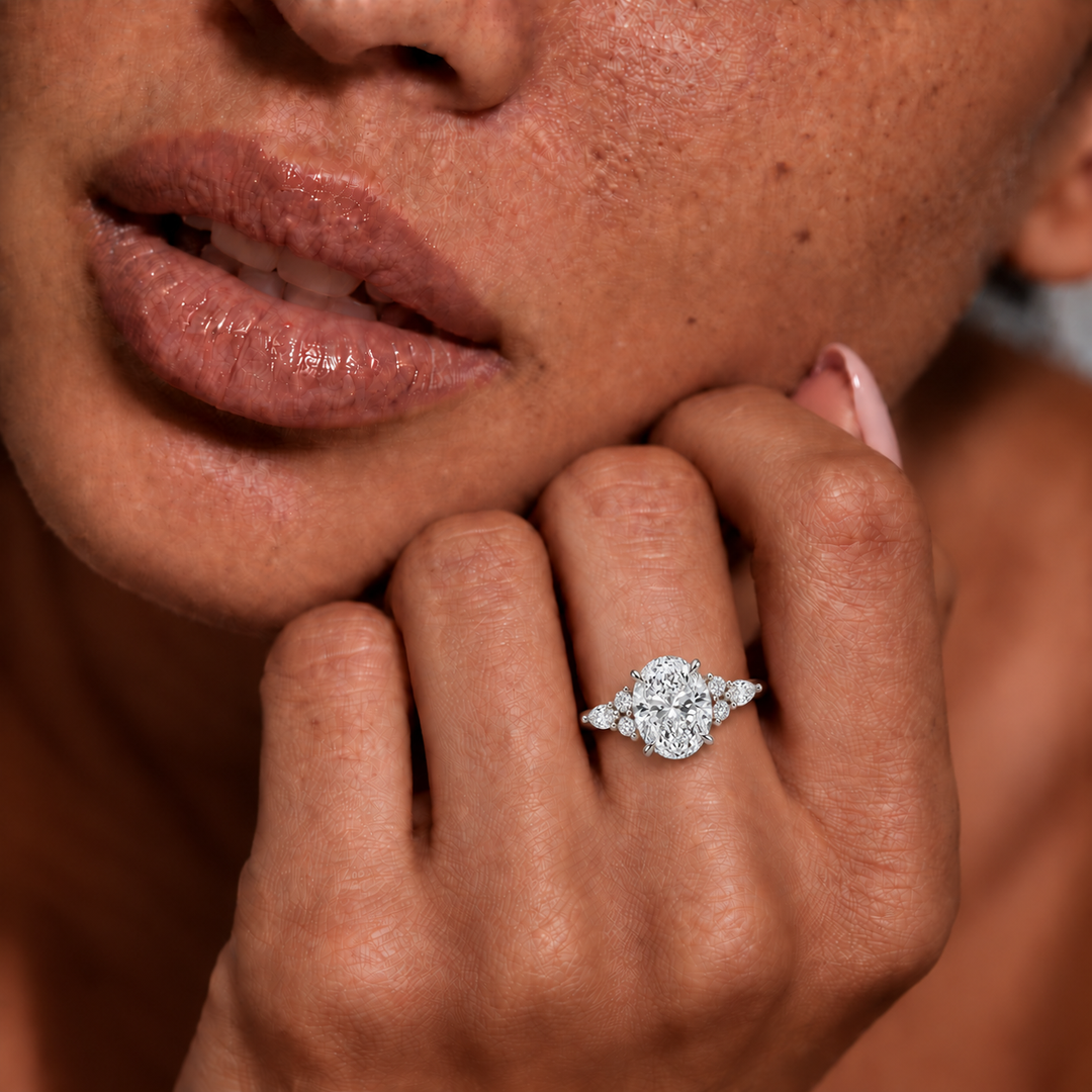 Accents Triology Engagement Ring in White Gold