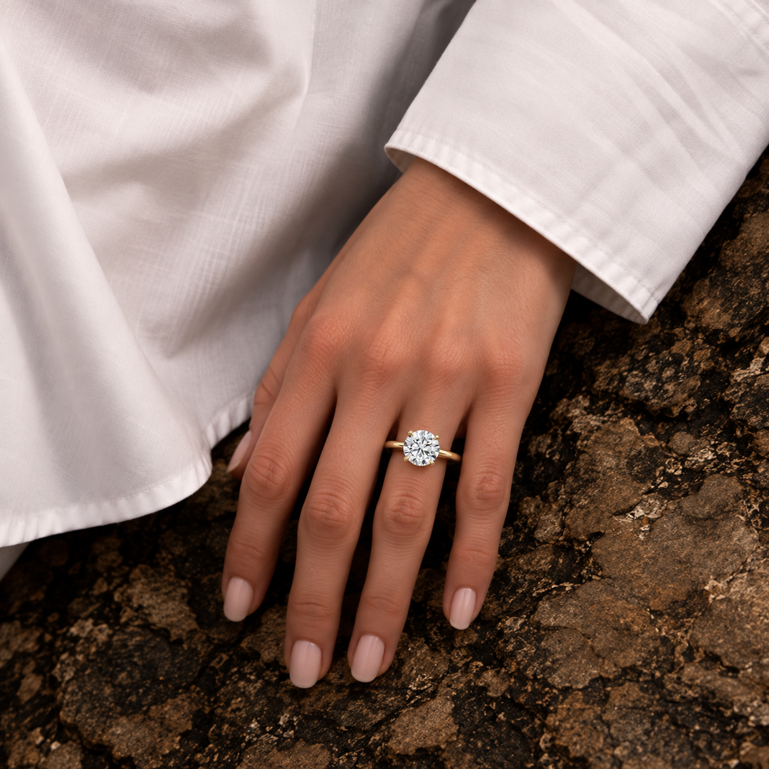 Hidden Petal Solitaire Ring in Yellow Gold