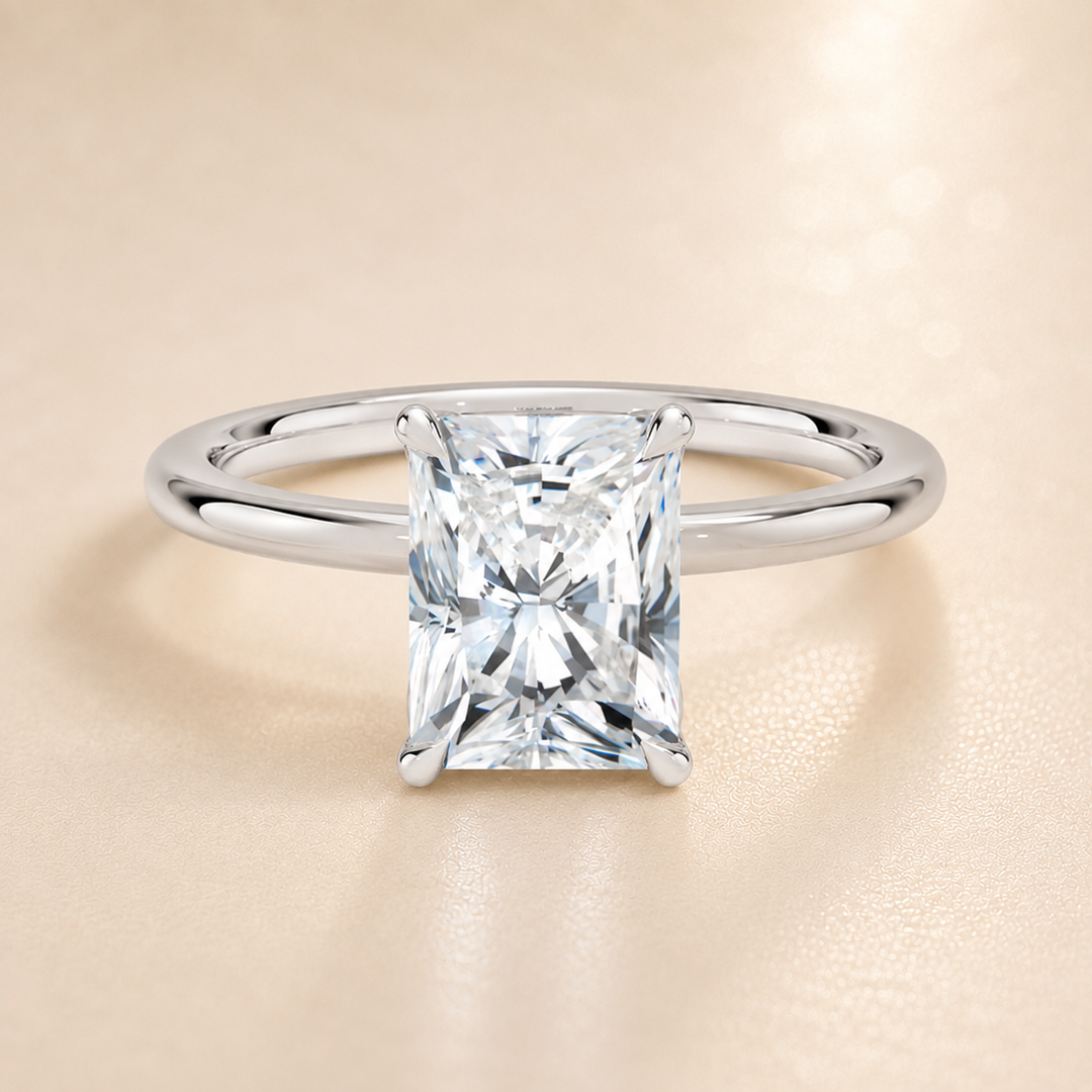 Hidden Petal Solitaire Ring in Silver