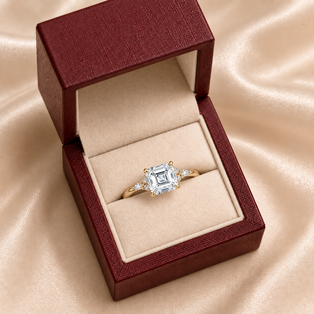 Accents Triology Engagement Ring in Yellow Gold