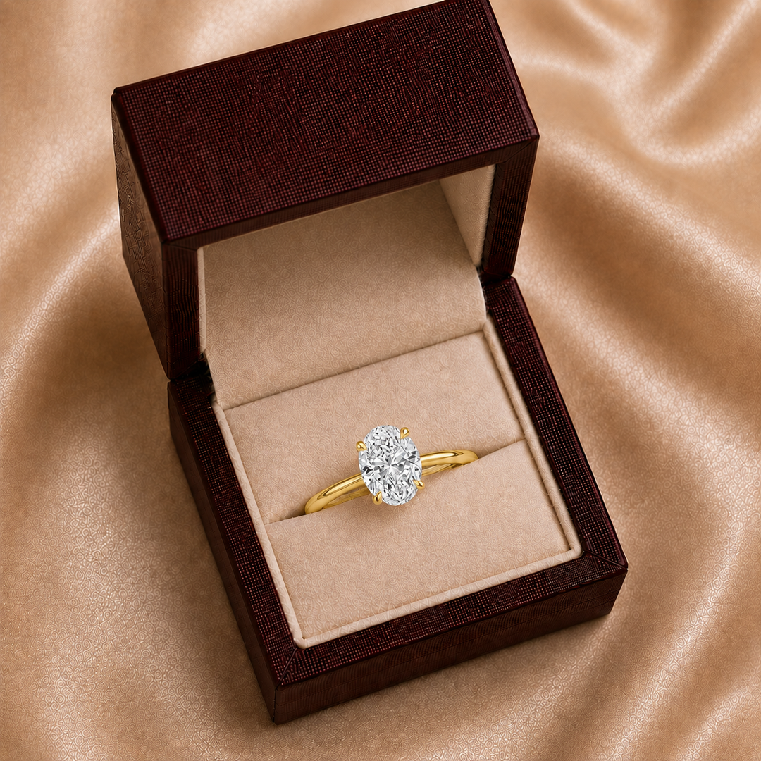 Hidden Halo Solitaire Diamond Ring in Yellow Gold