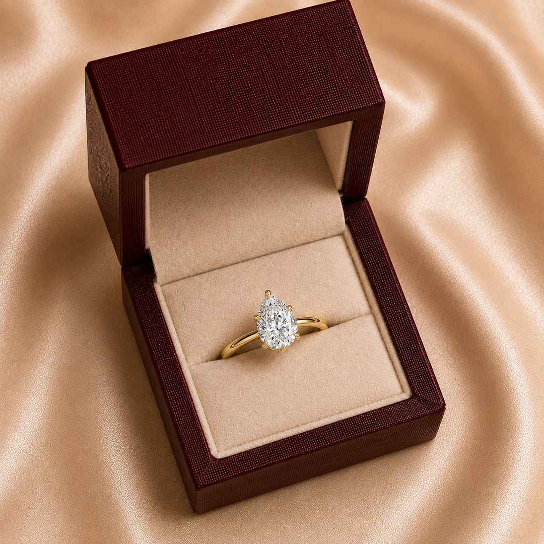 Hidden Halo Solitaire Diamond Ring in Yellow Gold