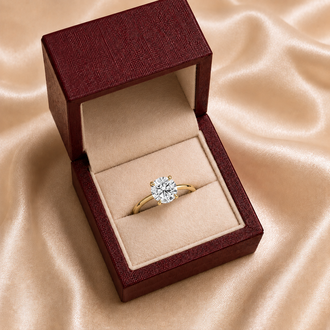 Perfect Fit Hidden Halo Diamond Ring in Yellow Gold
