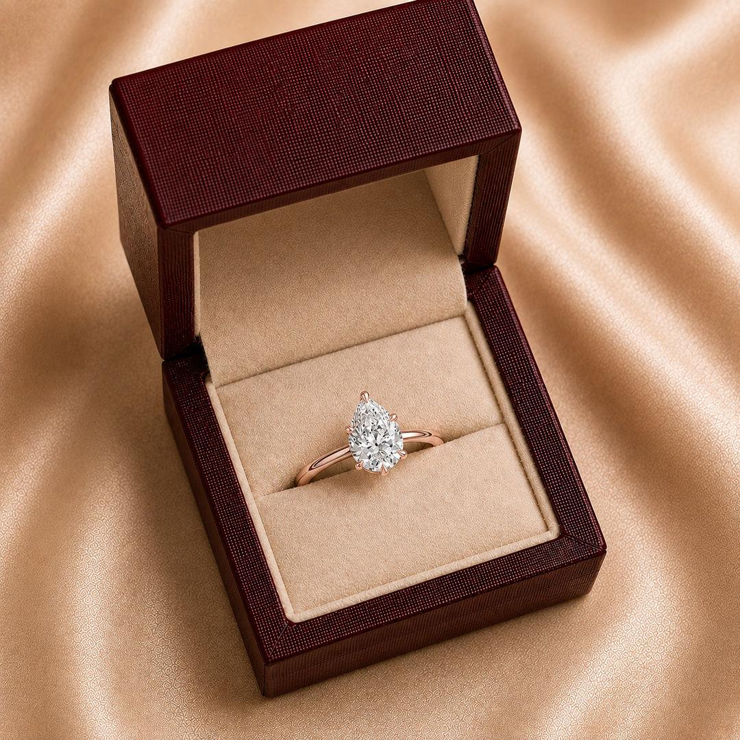 Hidden Halo Solitaire Diamond Ring in Rose Gold