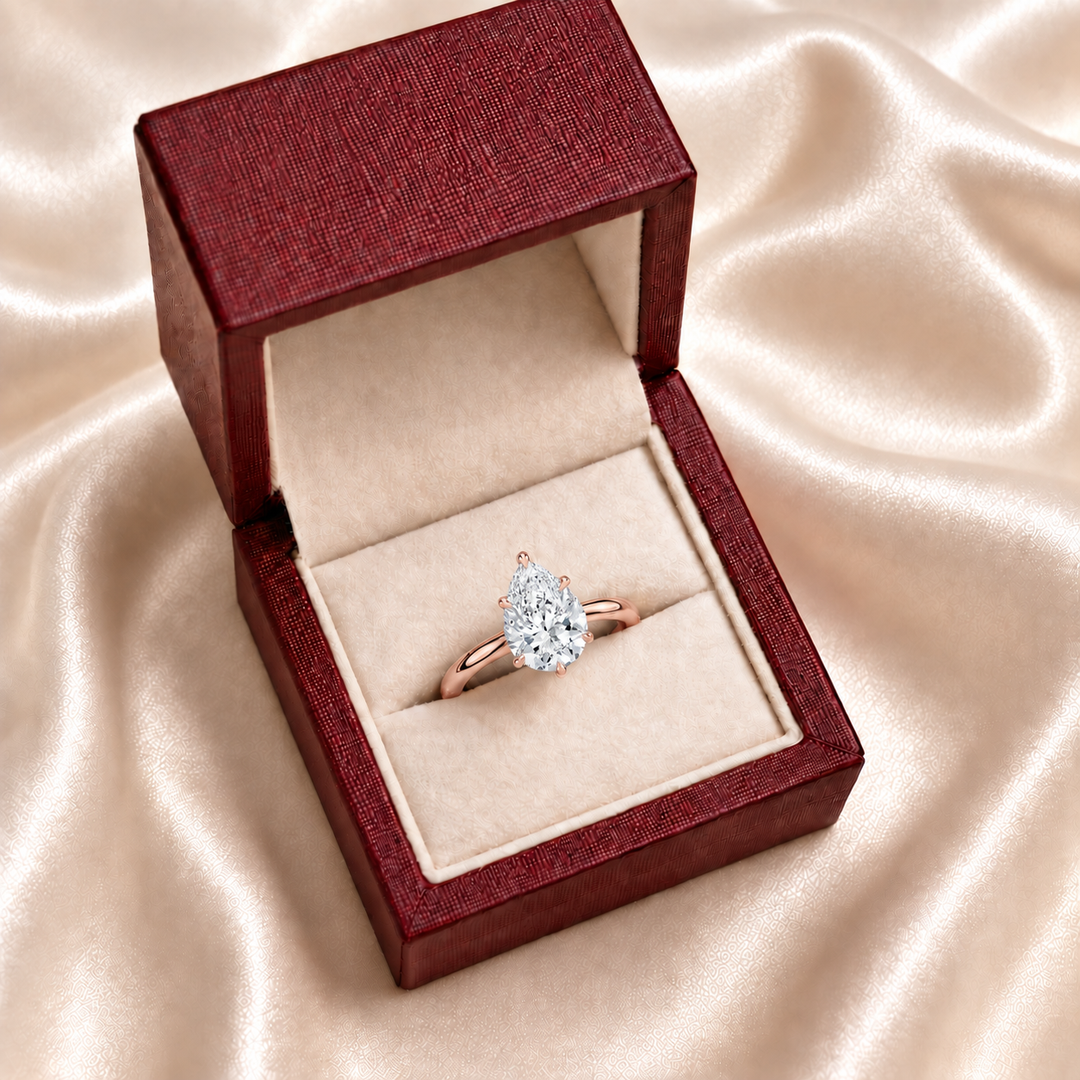 Hidden Halo Solitaire Diamond Ring in Rose Gold