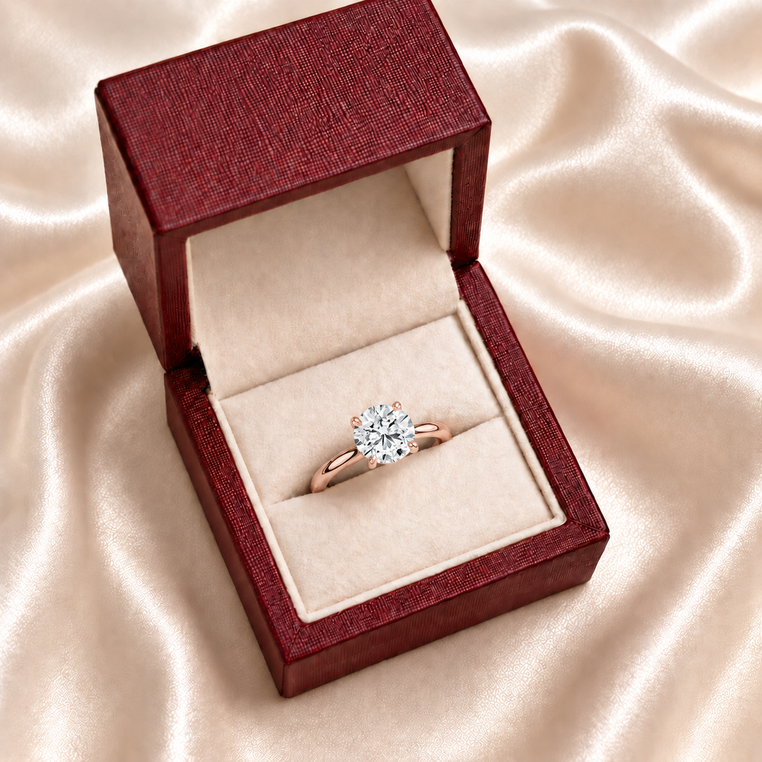 Hidden Halo Solitaire Diamond Ring in Rose Gold