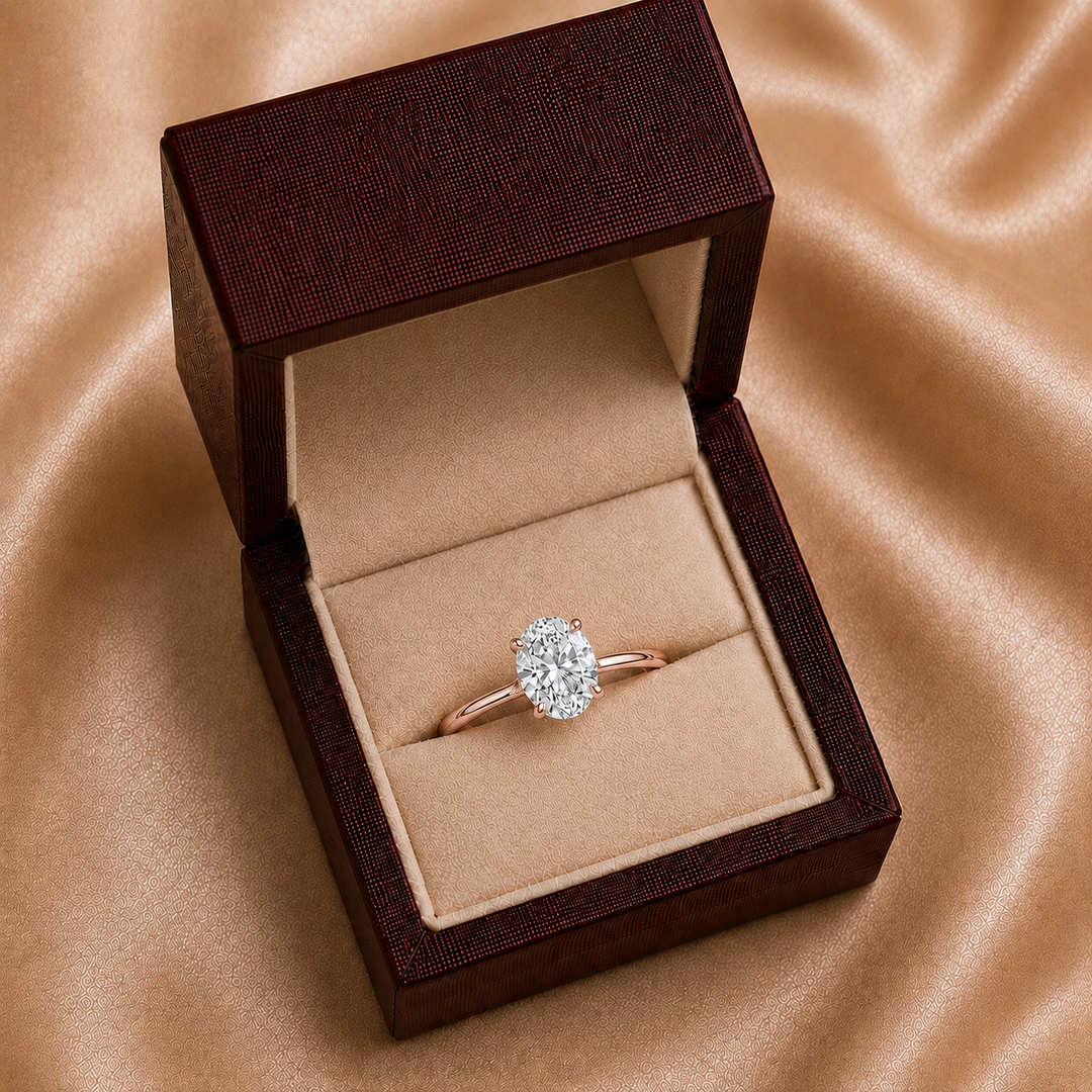 Hidden Halo Solitaire Diamond Ring in Rose Gold