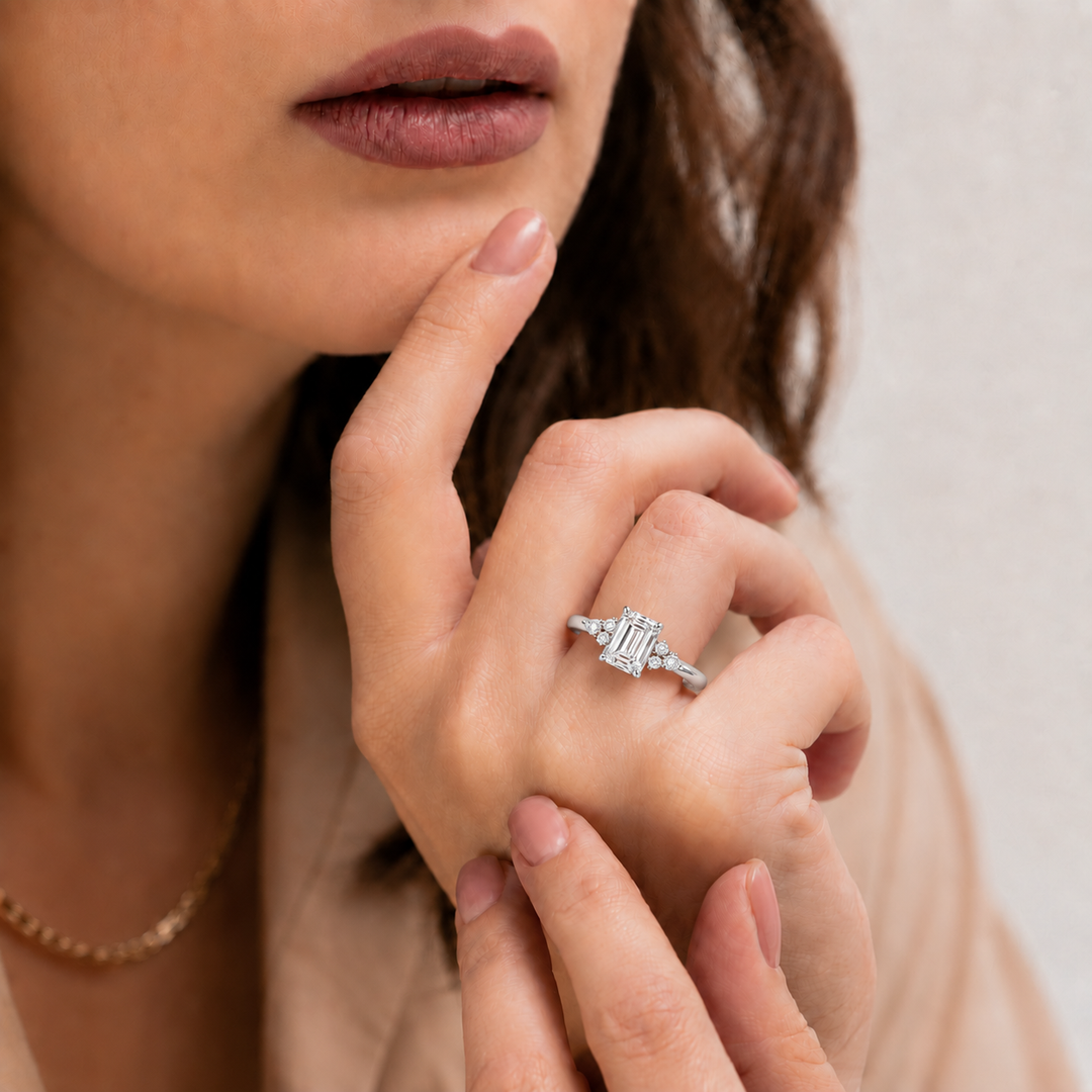 Accents Triology Engagement Ring in White Gold