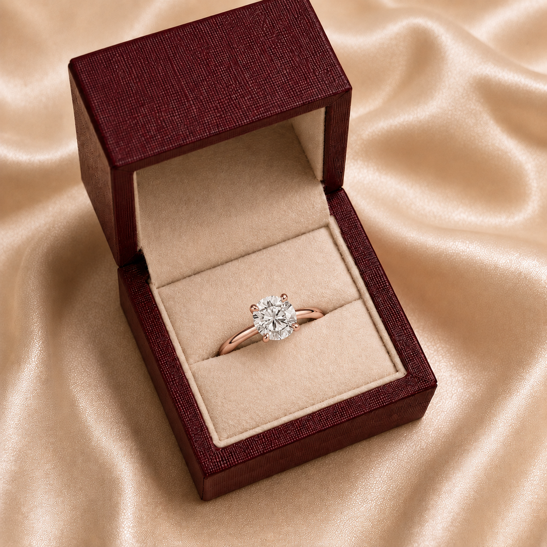 Hidden Halo Solitaire Diamond Ring in Rose Gold