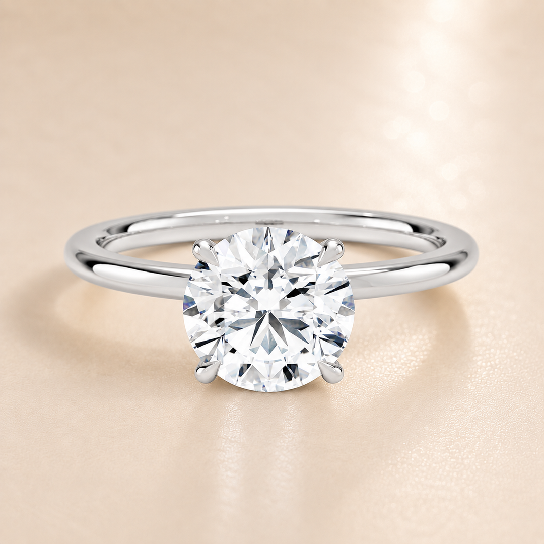 Hidden Petal Solitaire Ring in Silver
