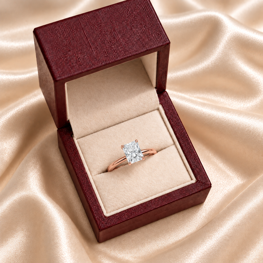 Hidden Halo Solitaire Diamond Ring in Rose Gold