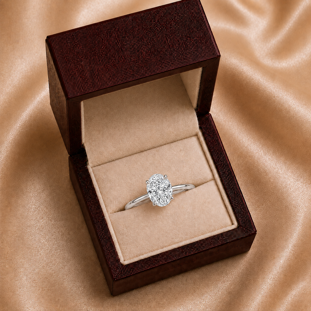 Hidden Halo Solitaire Diamond Ring in White Gold