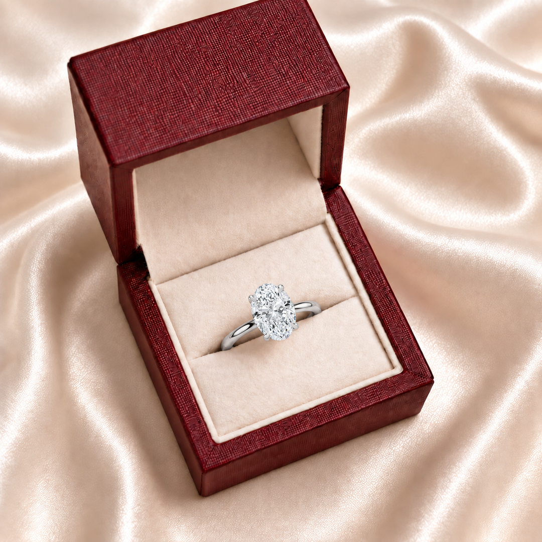 Hidden Halo Solitaire Diamond Ring in Silver