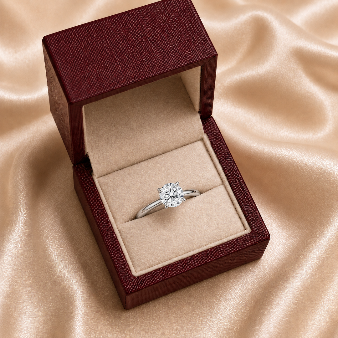 Hidden Halo Solitaire Diamond Ring in White Gold