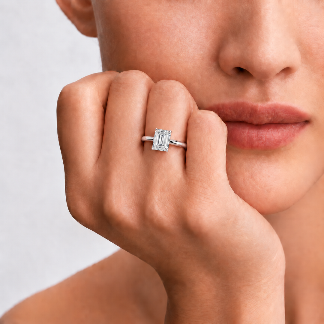 Hidden Halo Solitaire Diamond Ring in White Gold