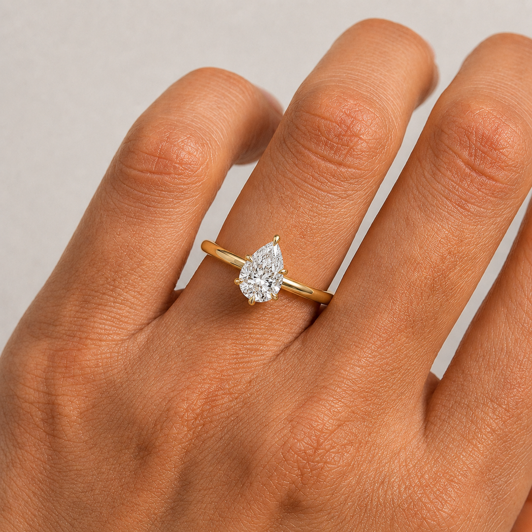 Hidden Halo Solitaire Diamond Ring in Yellow Gold