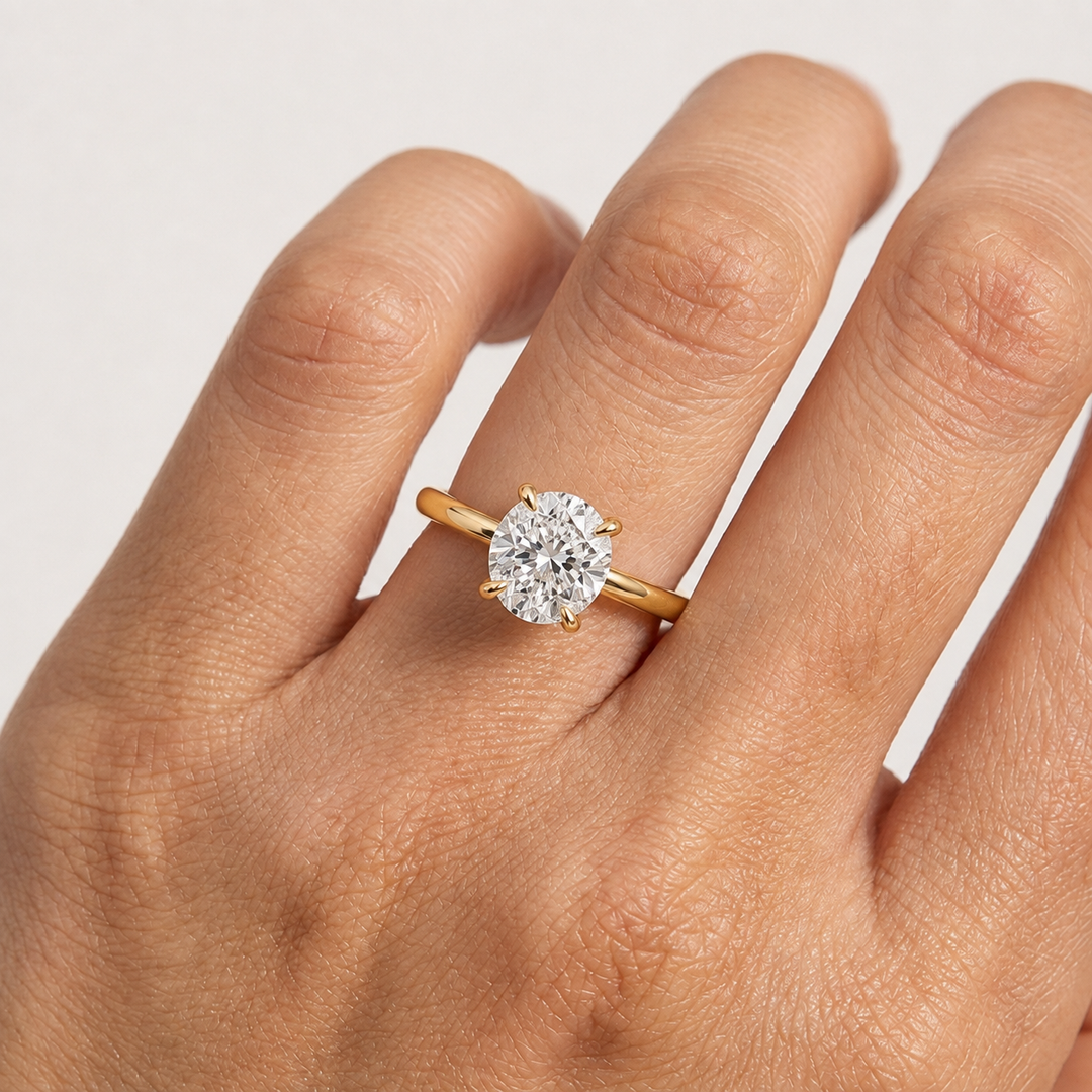 Perfect Fit Hidden Halo Diamond Ring in Yellow Gold