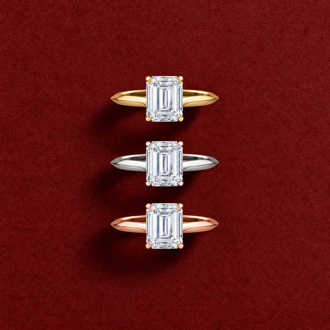 Knife Edge Solitaire Ring in Yellow Gold