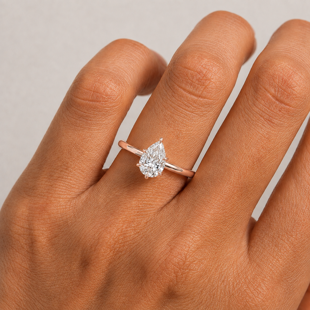 Hidden Halo Solitaire Diamond Ring in Rose Gold