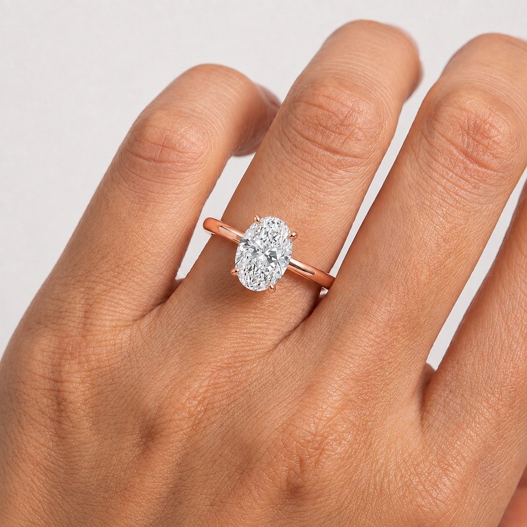 Hidden Halo Solitaire Diamond Ring in Rose Gold
