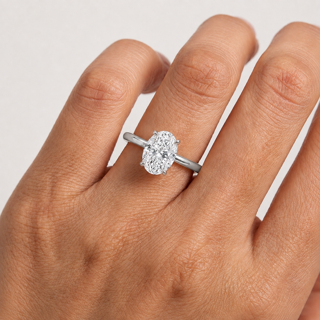 Hidden Halo Solitaire Diamond Ring in White Gold