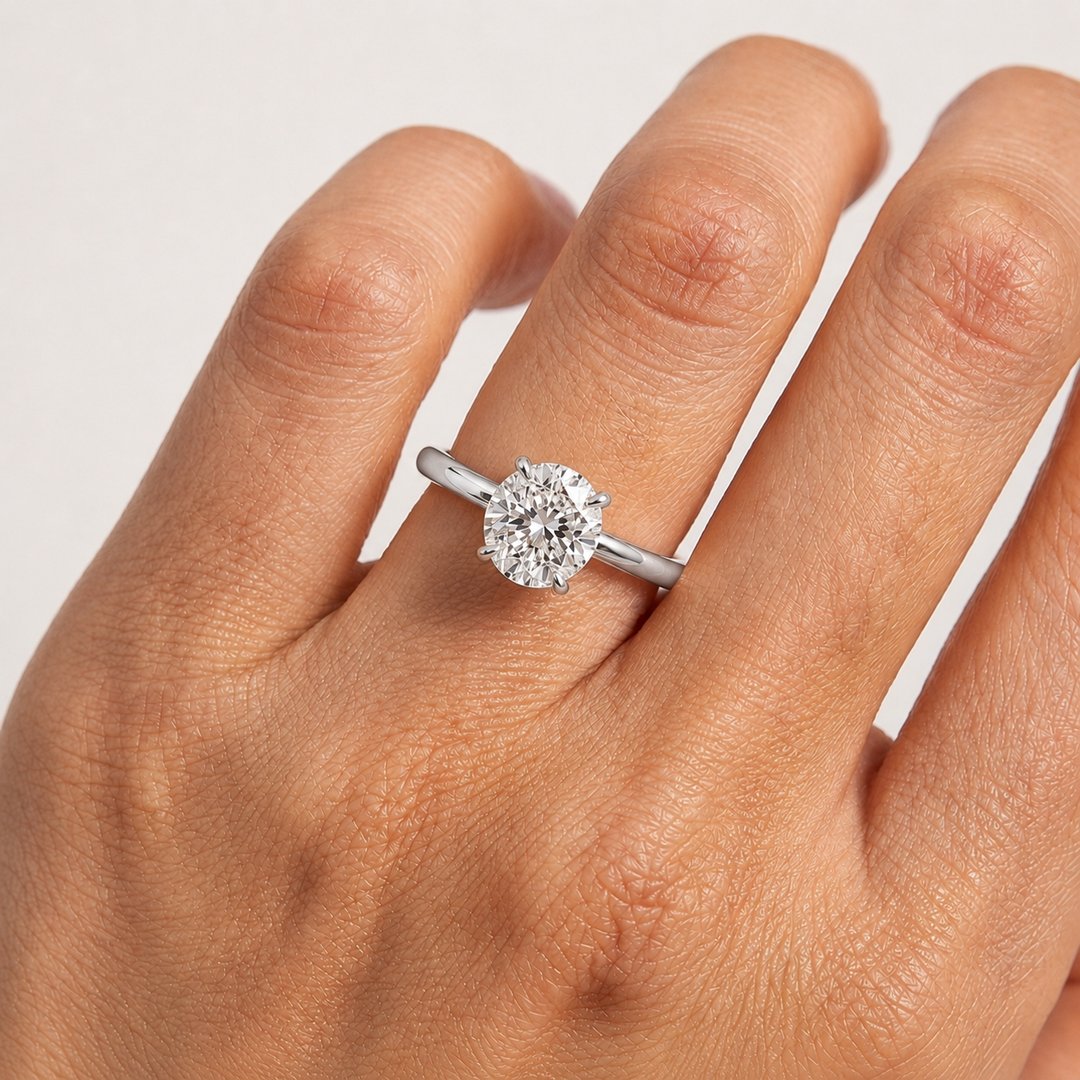 Hidden Halo Solitaire Diamond Ring in White Gold