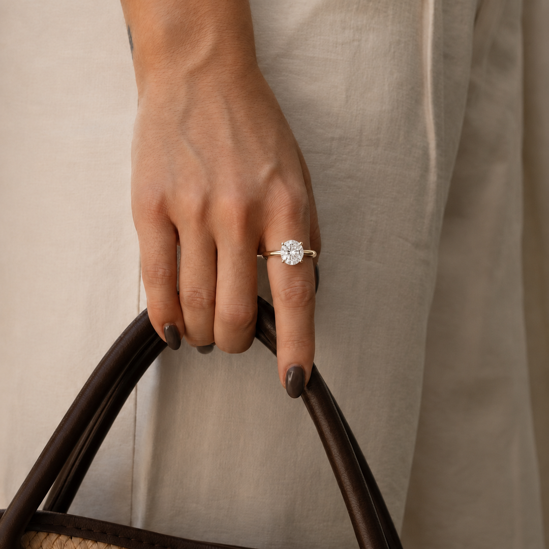 Perfect Fit Hidden Halo Diamond Ring in Yellow Gold