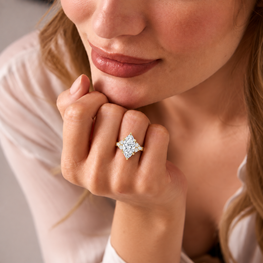Accents Triology Engagement Ring in Yellow Gold