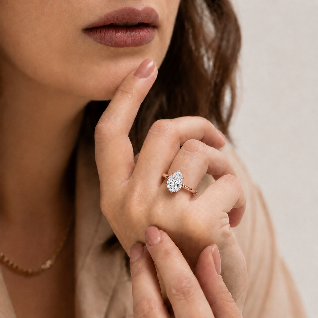 Hidden Halo Solitaire Diamond Ring in Rose Gold