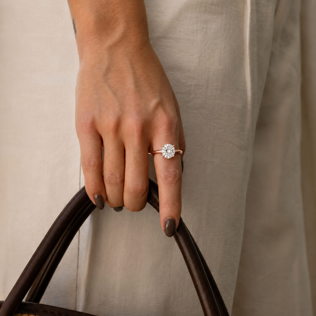 Hidden Halo Solitaire Diamond Ring in Rose Gold