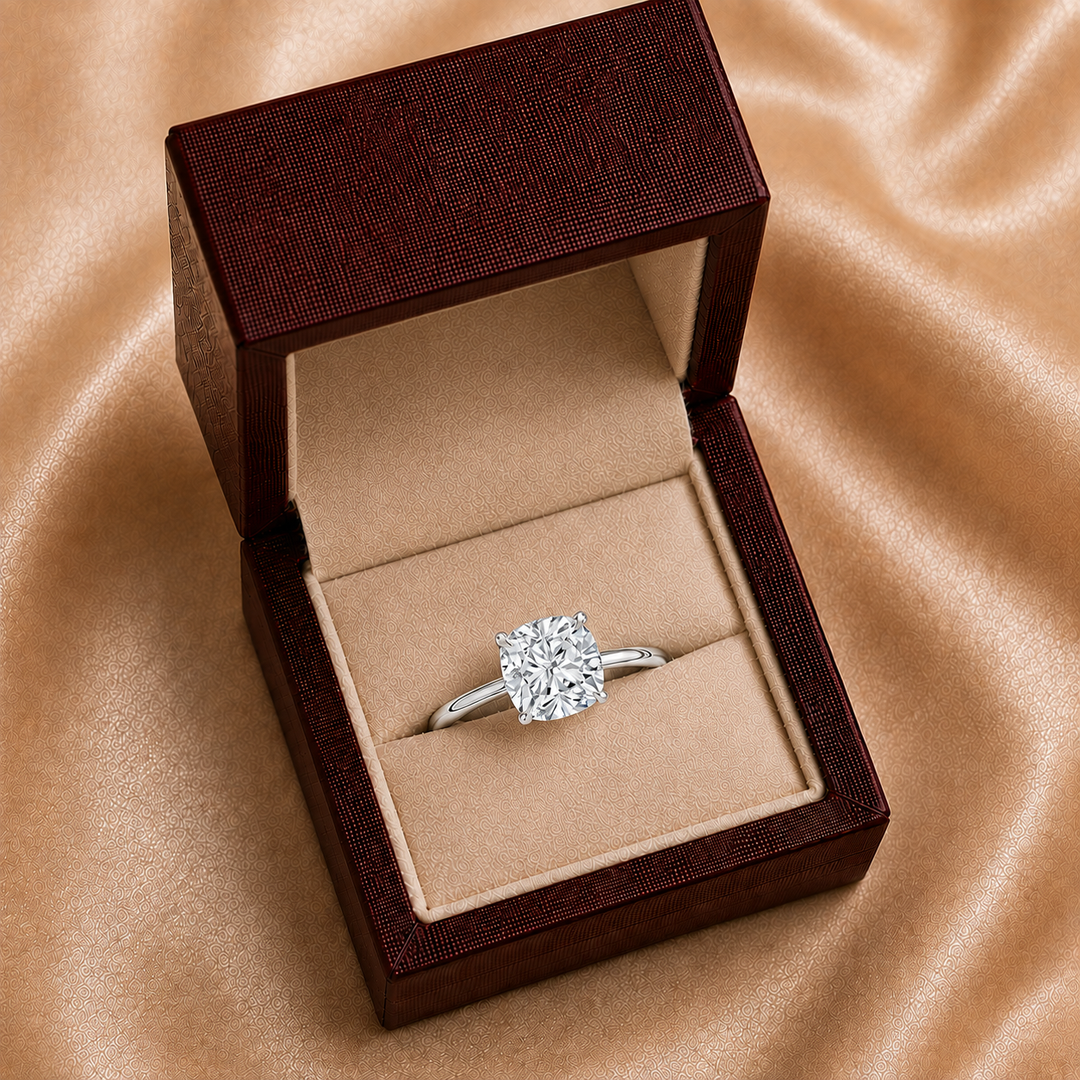 Hidden Halo Solitaire Diamond Ring in White Gold