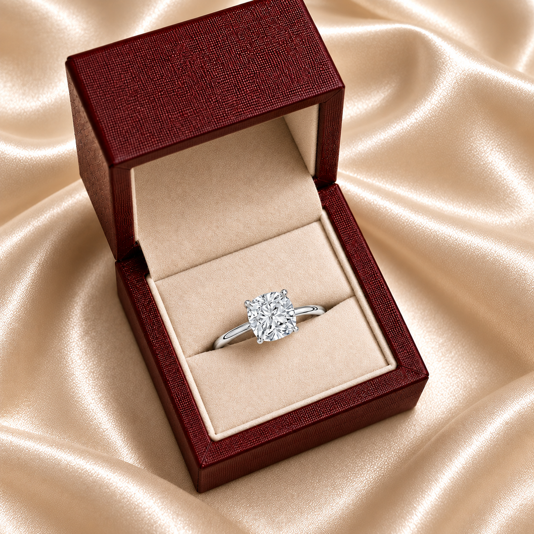 Hidden Halo Solitaire Diamond Ring in Silver