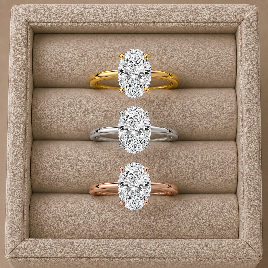 Hidden Halo Solitaire Diamond Ring in White Gold