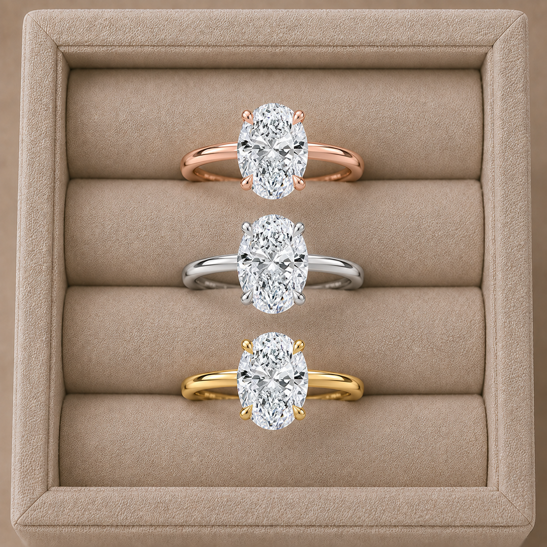 Hidden Halo Solitaire Diamond Ring in Rose Gold