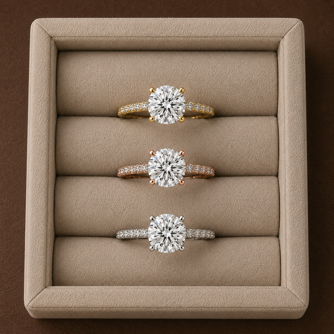 Pave Hidden Halo Solitaire Diamond Ring in Rose Gold