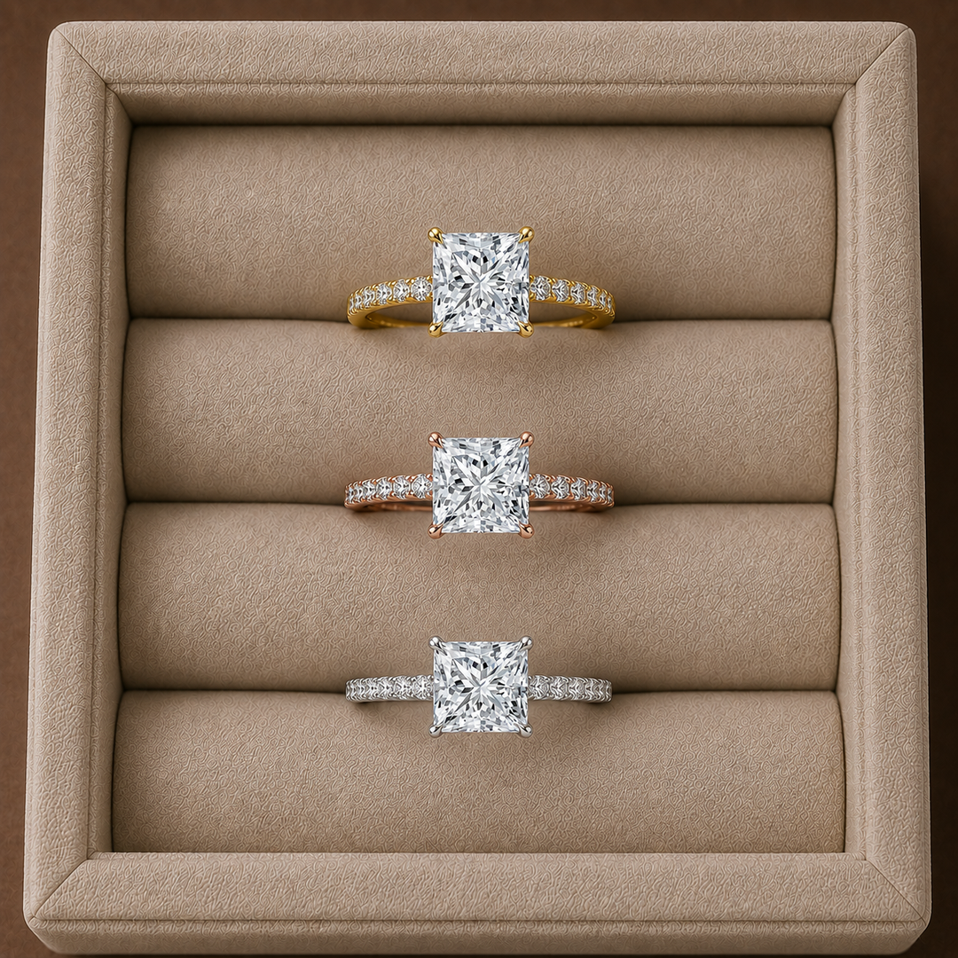 Pave Hidden Halo Solitaire Diamond Ring in White Gold