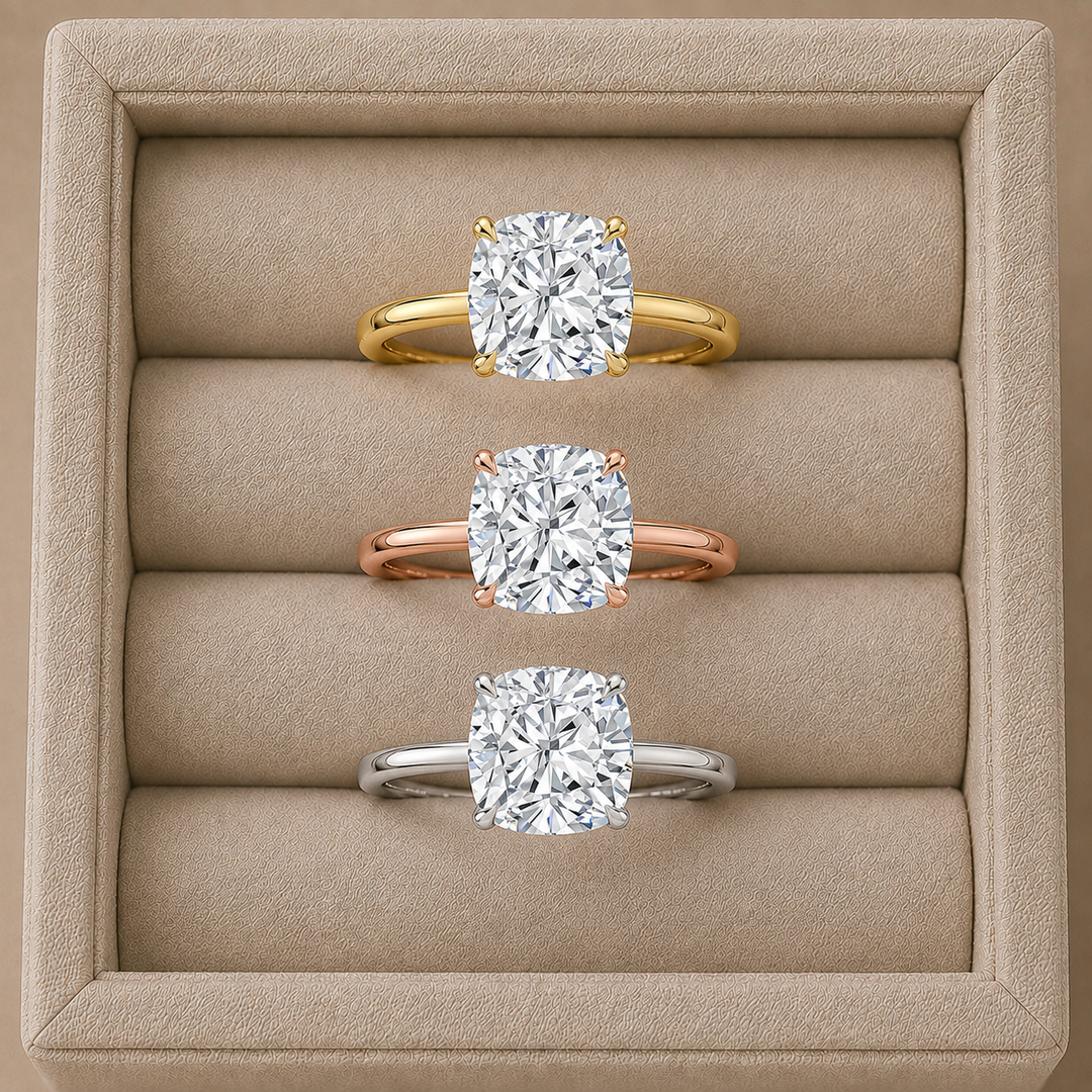 Hidden Halo Solitaire Diamond Ring in Yellow Gold