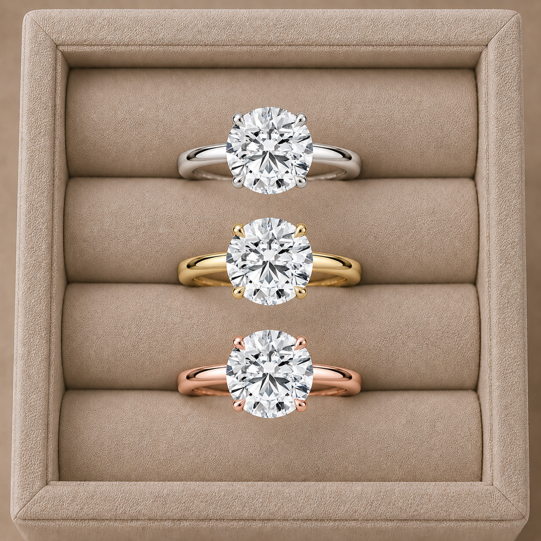 Hidden Halo Solitaire Diamond Ring in White Gold