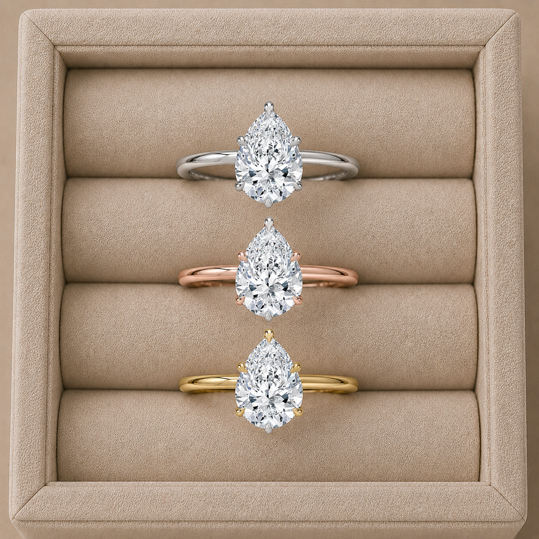 Hidden Halo Solitaire Diamond Ring in Yellow Gold
