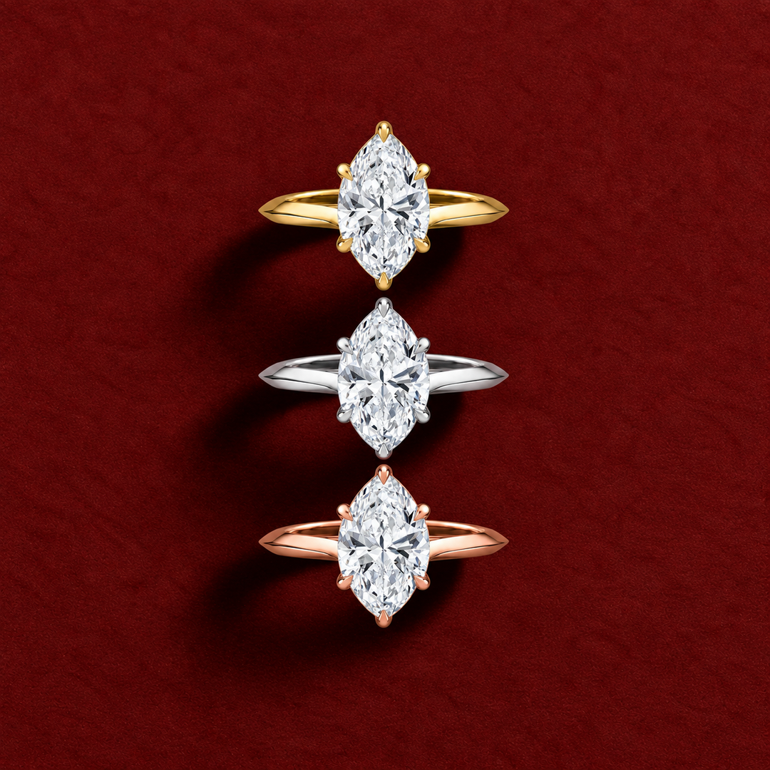 Knife Edge Solitaire Ring in Rose Gold