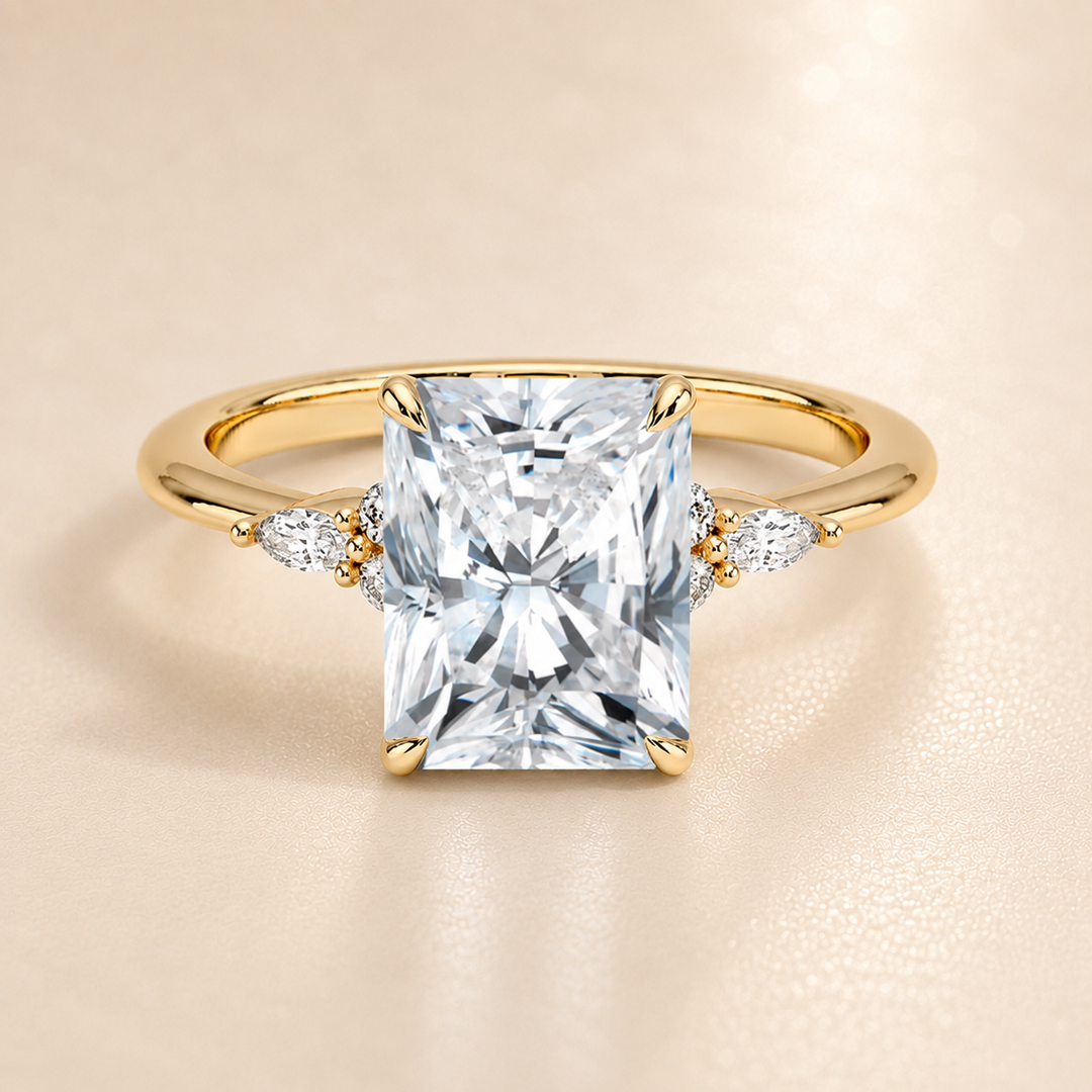 Accents Triology Engagement Ring in Yellow Gold