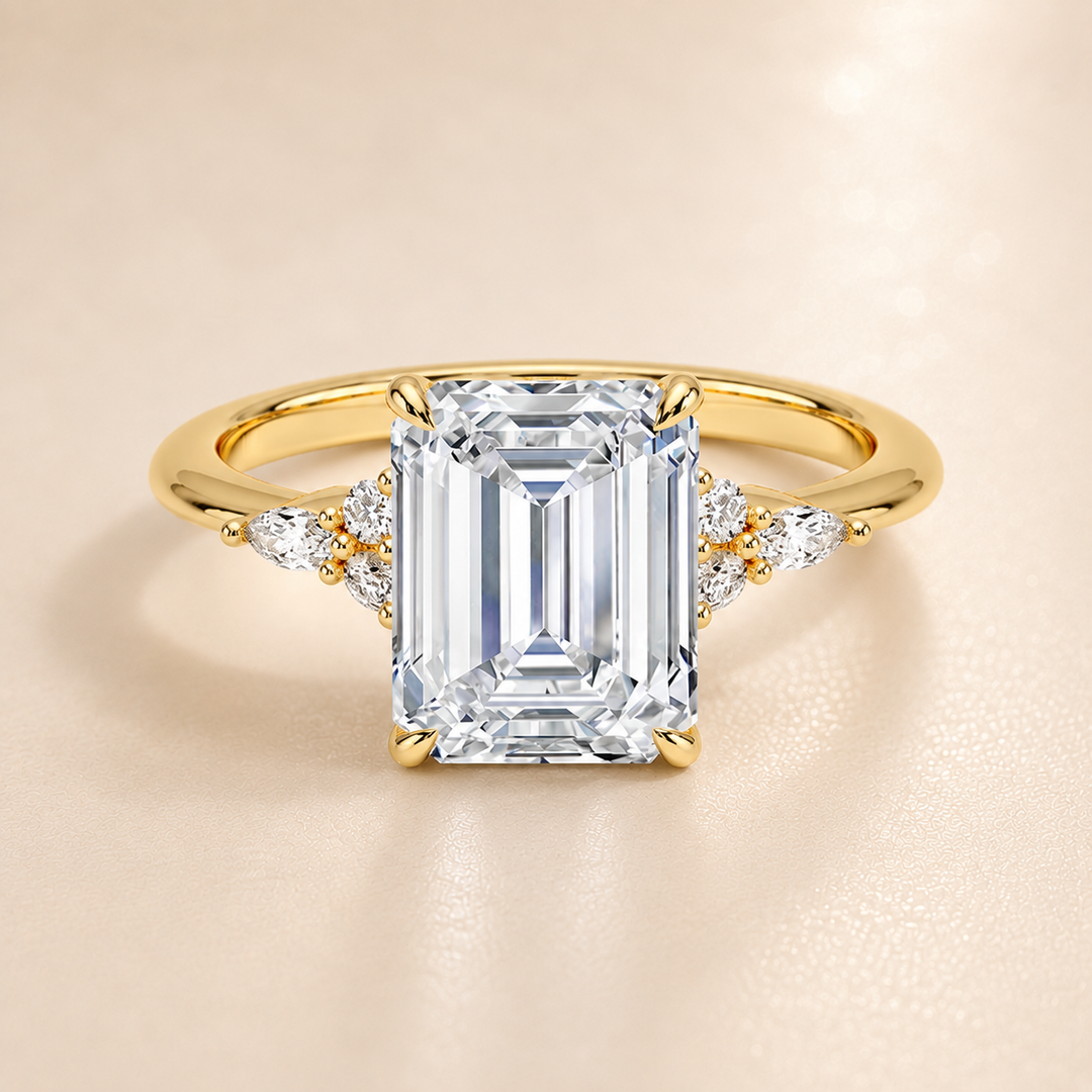 Accents Triology Engagement Ring in Yellow Gold