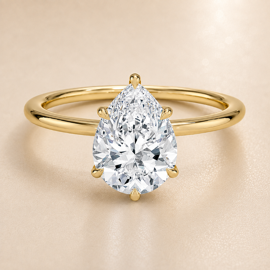 Hidden Halo Solitaire Diamond Ring in Yellow Gold